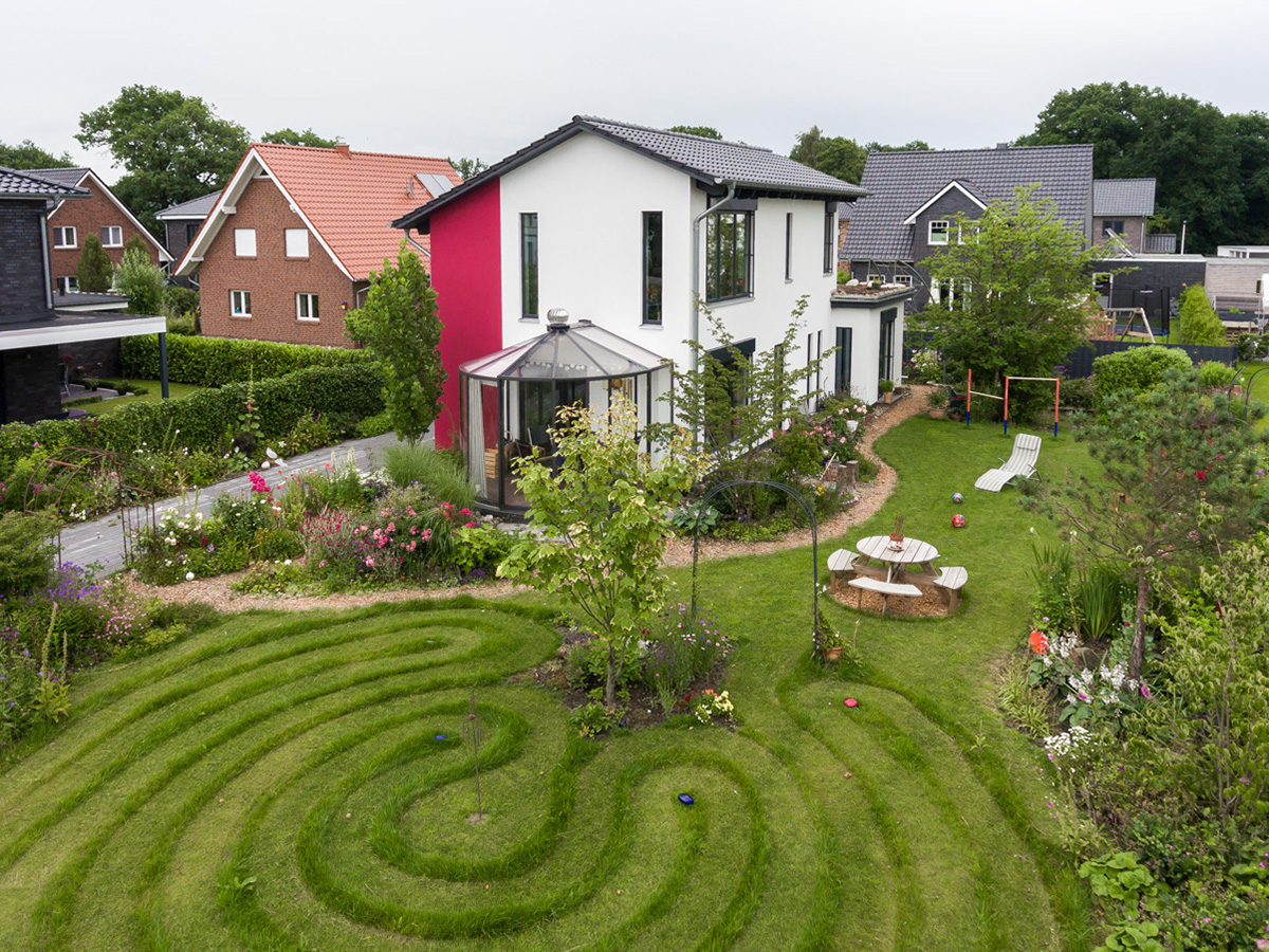 Eine Luftaufnahme eines Hauses