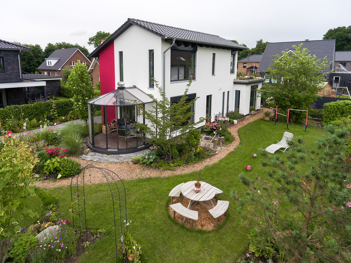 Eine Luftaufnahme eines Hauses