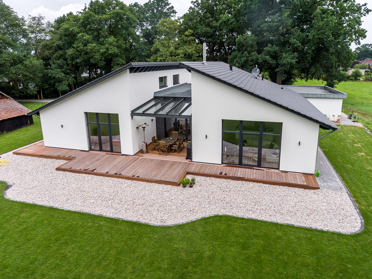 Eine Luftaufnahme eines Hauses